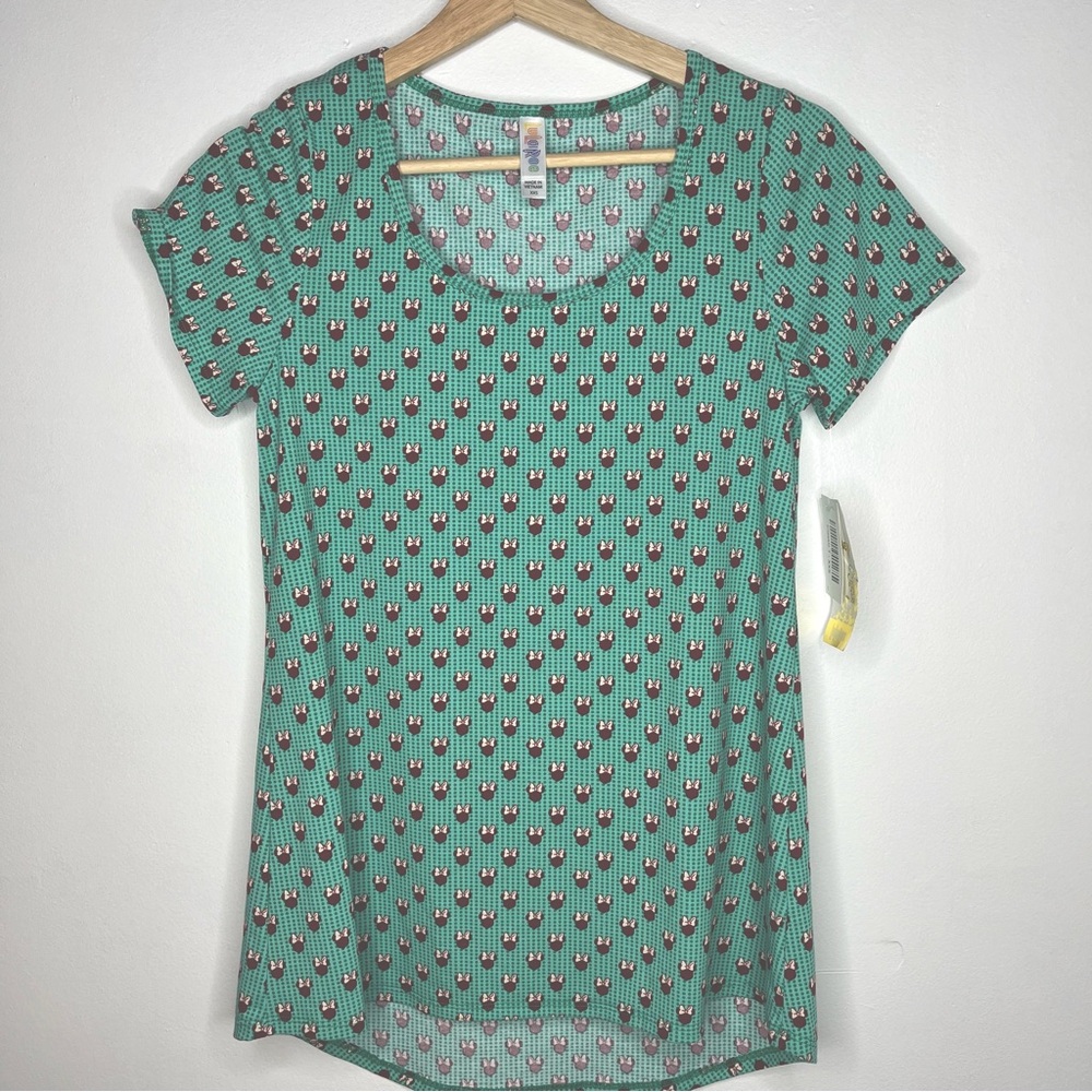 Lulane Disney green shirt Minnie Mouse printed women’s XXS